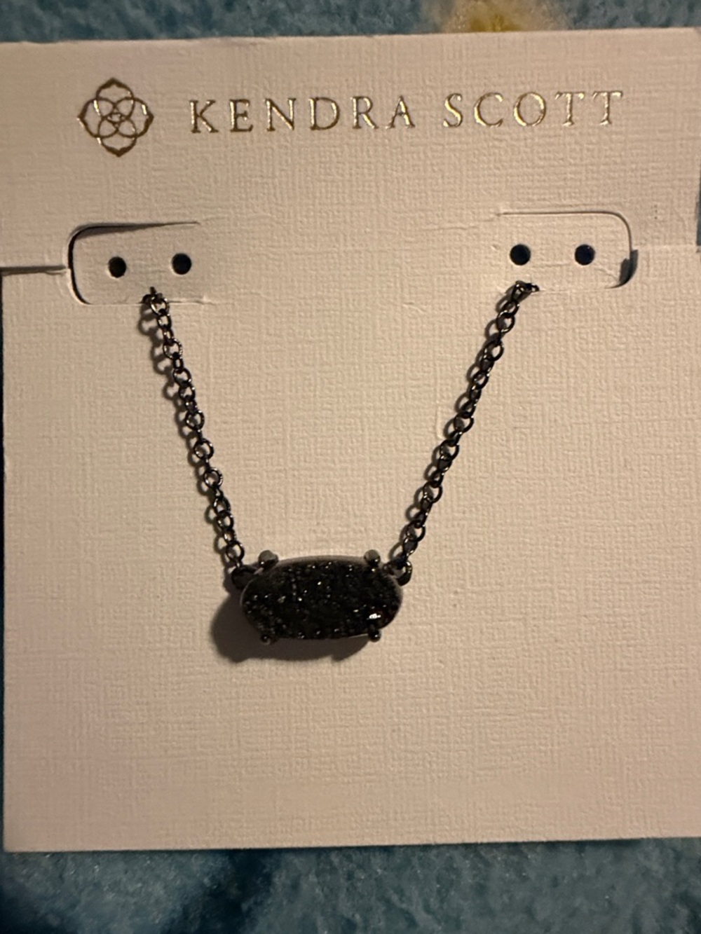 Kendra Scott Black Druzy and Gunmetal Ever Pendant Necklace